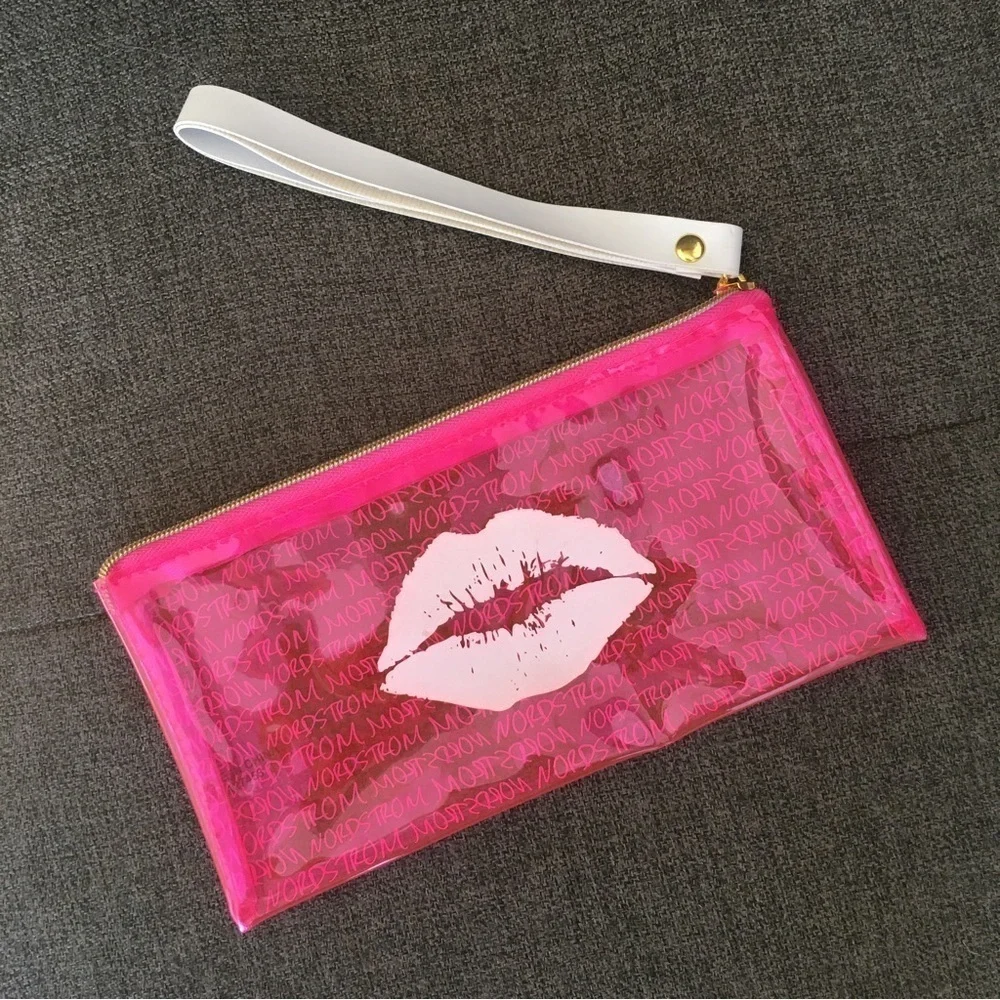 Nordstrom Clear Neon Lips Mini Clutch, Wristlet, Pink, White